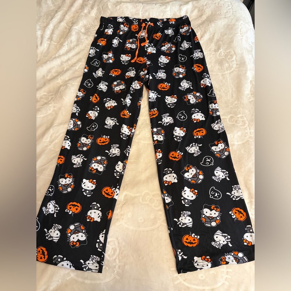 Hello Kitty Halloween Pajama Pants - Black and Orange